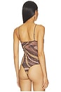 view 4 of 5 Elowen Underwire Bodysuit in Sepia Brown Multi Abstract Swirl