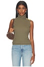 view 1 of 5 Ceci Slvless Turtle Neck in Ash Olive & Gold