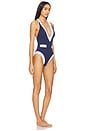 view 2 of 5 Lisa Plunge One Piece Swimsuit in Color Block Chic Marine