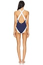view 3 of 5 Lisa Plunge One Piece Swimsuit in Color Block Chic Marine