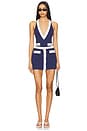 view 4 of 5 Lisa Plunge One Piece Swimsuit in Color Block Chic Marine