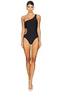 view 1 of 3 Ava Solid One Shoulder Cutout One Piece Swimsuit in Black
