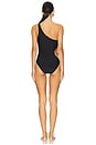 view 3 of 3 Ava Solid One Shoulder Cutout One Piece Swimsuit in Black