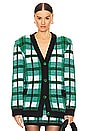 view 1 of 5 Oversized Cardigan in Teal Plaid