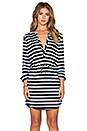 view 1 of 5 Henley 3/4 Sleeve Dress in Navy & White Stripe