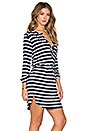 view 2 of 5 Henley 3/4 Sleeve Dress in Navy & White Stripe