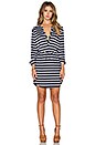 view 4 of 5 Henley 3/4 Sleeve Dress in Navy & White Stripe