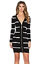 view 1 of 4 Eli Deep V Dress in Black & Egret Stripe