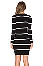 view 3 of 4 Eli Deep V Dress in Black & Egret Stripe