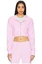 view 1 of 4 Zip Up Crop Hoodie in Antique Pink