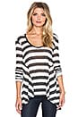 view 1 of 3 Pointelle Stripe Gia Long Sleeve Top in Black & Ivory