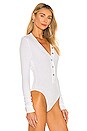 view 3 of 5 See You There Long Sleeve Bodysuit in White