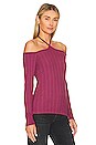 view 2 of 4 Mozza Halter Long Sleeve Top in Beet