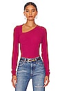 view 1 of 4 Ysabel Angled Neckline Long Sleeve Top in Ruby