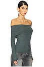 view 2 of 4 Kayla Off Shoulder Long Sleeve Top in Pine Green