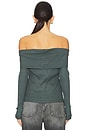 view 3 of 4 Kayla Off Shoulder Long Sleeve Top in Pine Green