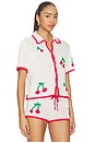 view 2 of 4 Ruby Crochet Shirt in White & Red