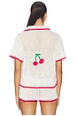 view 3 of 4 Ruby Crochet Shirt in White & Red
