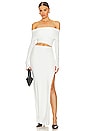 view 1 of 3 Off Shoulder Long Sleeve Cut Out Dress in Wide Ribbed White