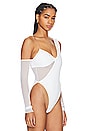 view 3 of 5 Off Shoulder Mesh Bodysuit in White