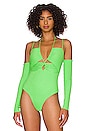 view 2 of 5 Off Shoulder Bodysuit in Electric Green