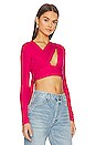view 2 of 4 Gathered Tie Top in Hot Pink