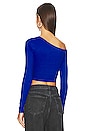 view 3 of 5 Long Sleeve Bandage Neck Top in Electric Blue
