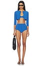 view 4 of 4 Magdalena High Waist Bikini in Cobalt Blue Crepe