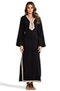 view 1 of 6 Long Keyhole Tunic in Black Terry/Taupe Trim in Black Terry & Taupe Trim