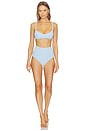 view 1 of 5 Balconette High Waist Bikini in Sea Blue Seersucker