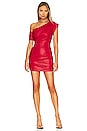 view 1 of 4 One Shoulder Dress with Ruching in Scarlet