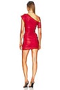 view 4 of 4 One Shoulder Dress with Ruching in Scarlet