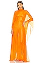 view 4 of 4 Mockneck Gown with Sweeping Dolman Sleeves in Florescent Orange