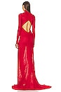 view 3 of 3 Mock Neck Cutout Evening Gown in Red in Scarlet