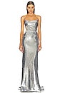 view 1 of 4 Sequin Backless Gown in Silver