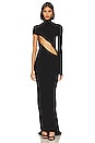 view 1 of 4 Body-con Gown with Asymmetric Cutout in Black