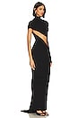 view 2 of 4 Body-con Gown with Asymmetric Cutout in Black