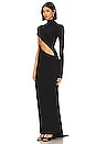 view 3 of 4 Body-con Gown with Asymmetric Cutout in Black