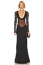 view 1 of 3 Scoop Neck Gown With Satin Trim in Black
