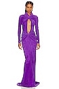 view 1 of 3 Long Sleeve Keyhole Gown With Ruched in Grape