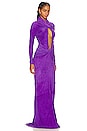 view 2 of 3 Long Sleeve Keyhole Gown With Ruched in Grape