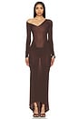 view 1 of 3 Convertible Neckline Gown in Chocolate