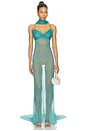 view 1 of 3 VESTIDO LARGO WITH NECK TIE DETAIL in Turquoise