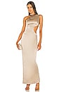view 1 of 4 Halter Side Cutout Gown in Chocolate