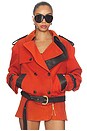 view 1 of 4 Double Breasted Cropped Coat in Burnt Orange