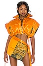 view 1 of 4 Cropped Puffer Vest in Hot Orange