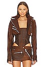 view 1 of 5 Cropped Moto Jacket in Chocolate