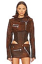 view 2 of 5 Cropped Moto Jacket in Chocolate