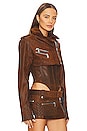 view 3 of 5 Cropped Moto Jacket in Chocolate