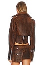 view 4 of 5 Cropped Moto Jacket in Chocolate